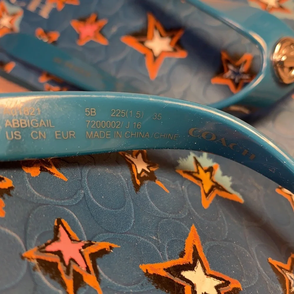 Coach star flip-flops worn once (partial tags)
